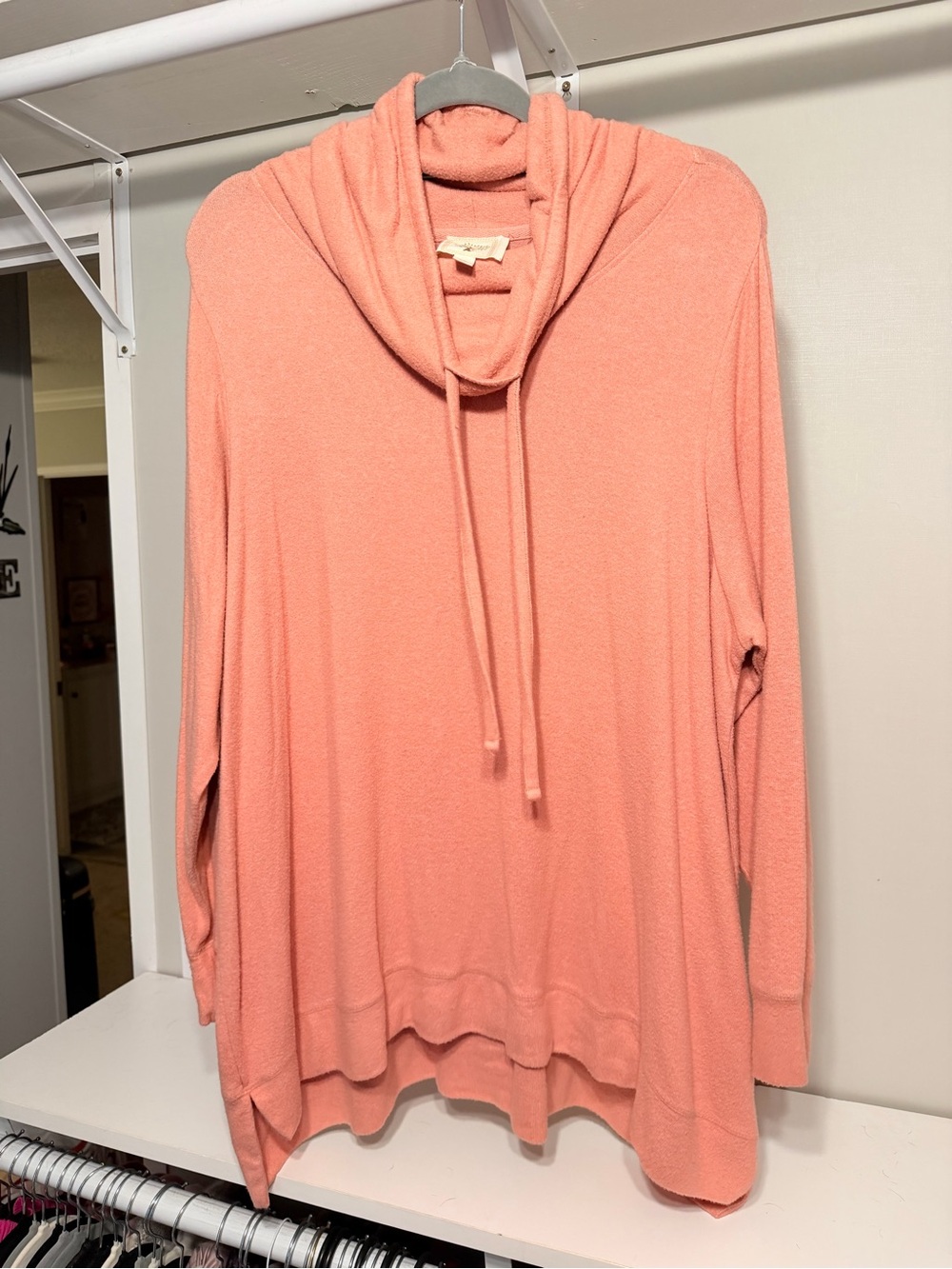 Cozy Cowl Neck Sweater - Coral Pink